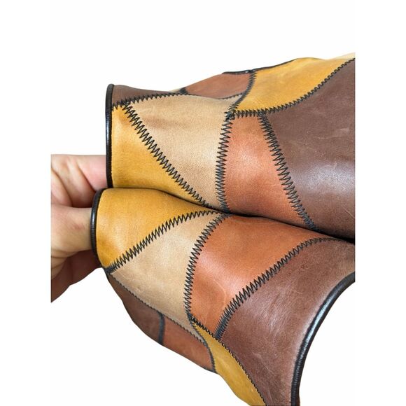 Steve Madden Ember Patchwork Platform Leather Sandals Mules 70s Y2K Wooden Chunk - Picture 8 of 12